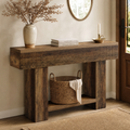 Console Table Martin - rustic reeded console table styled in a warm entryway