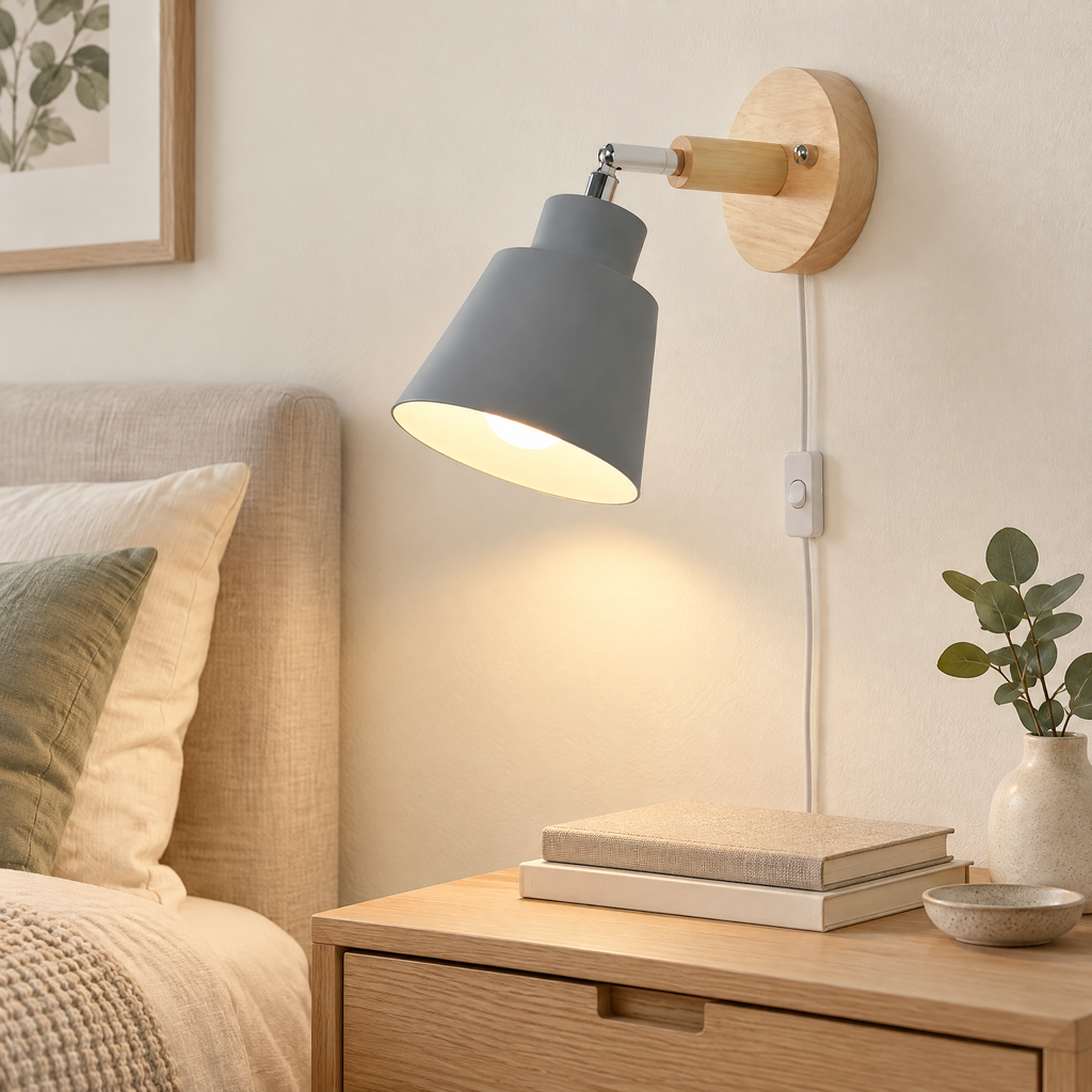 Wall Lamp Samuel – Plug-in reading light, no electrician needed