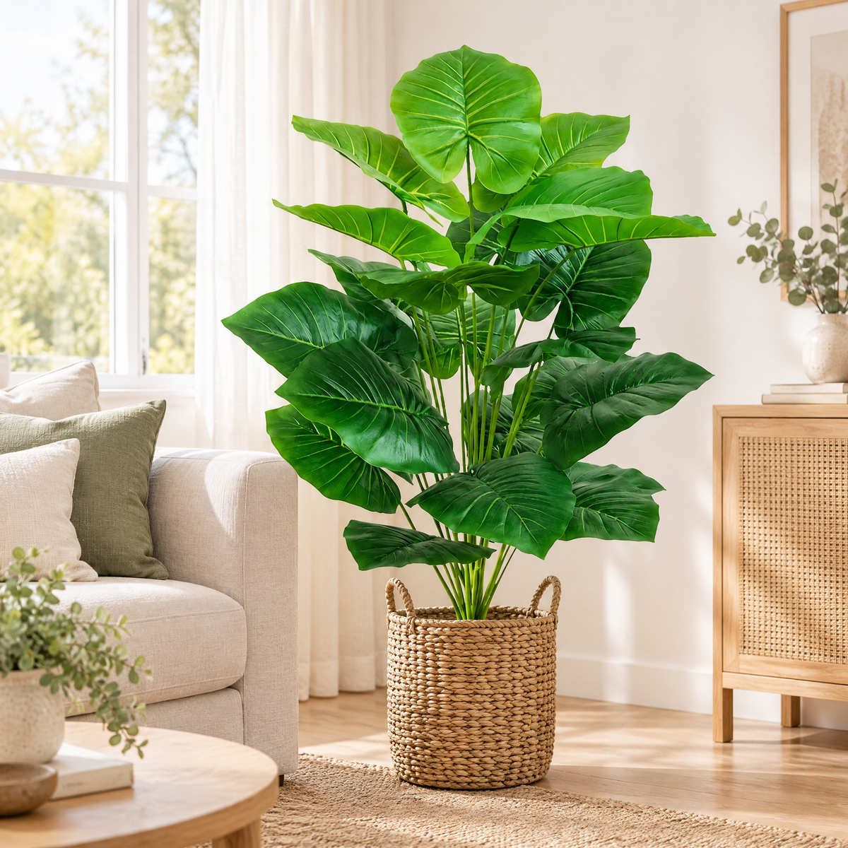 Tropical Plant Melánia – Lush Faux Leaf Plant, 100 cm