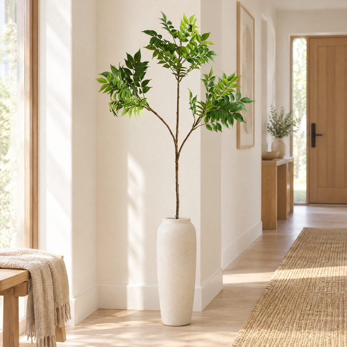 Leaf Branch Ľudmila – Tall Faux Green Stem, 110 or 140 cm