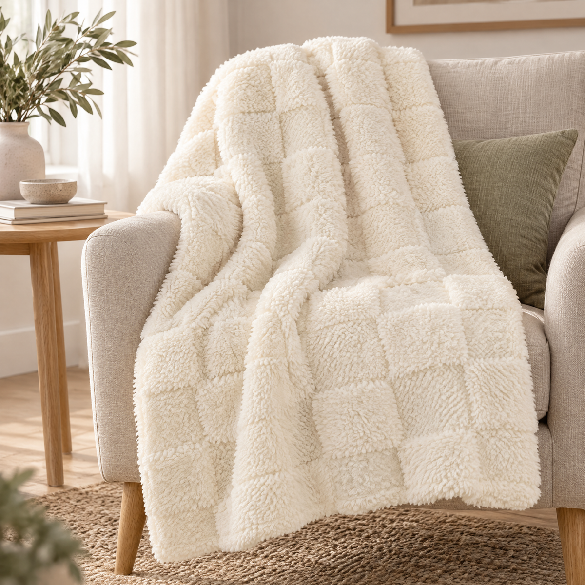 Throw Blanket Sabína – Plush Waffle-Pattern Fleece, Soft and Warm