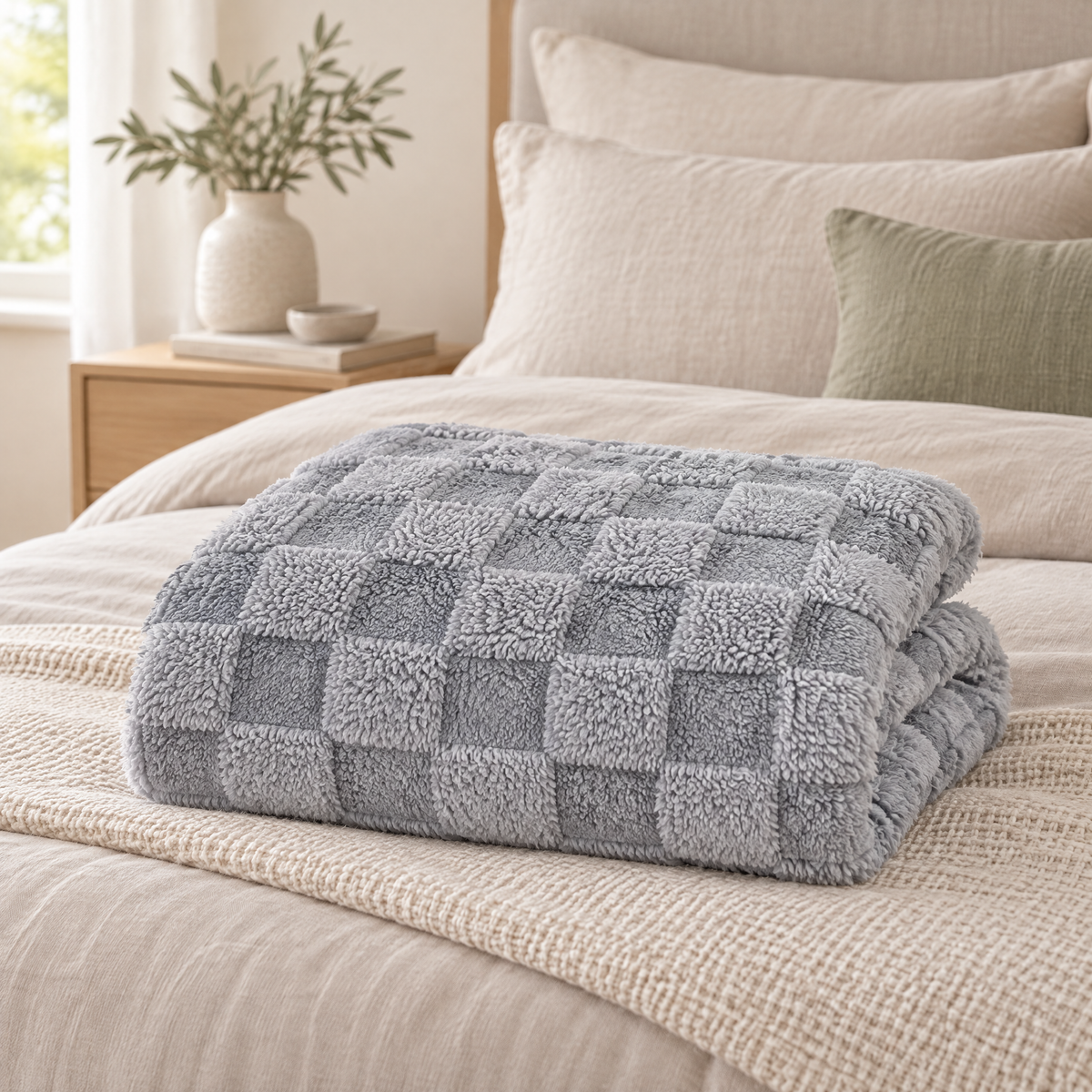 Throw Blanket Sabína – Plush Waffle-Pattern Fleece, Soft and Warm