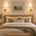 Wall Sconces Mirka, a pair of brass battery wall lights beside a bed