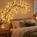 Vine Lights Svetlana, warm willow vine lights on a bedroom wall