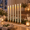 LED Taper Candles Edita, ivory led taper candles on a dinner table