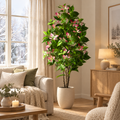 Blossom Tree Zlatica, tall faux blossom tree next to a sofa
