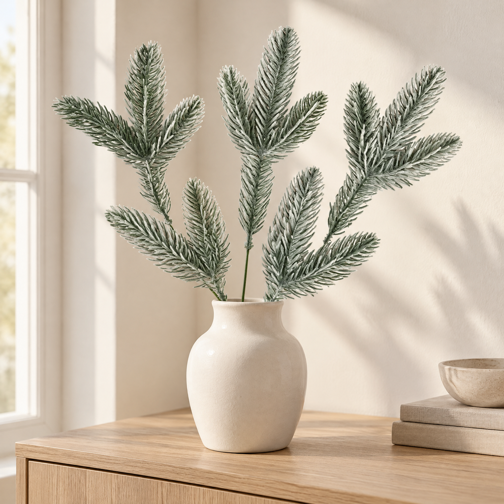 Frosted Spruce Picks Félix – frosted spruce picks in a white vase