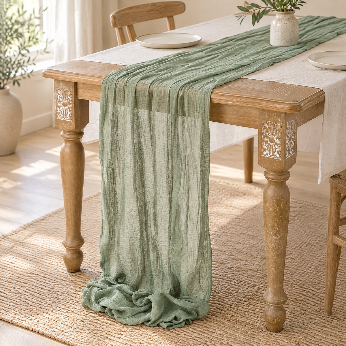 Table Runner Stanislava – styled in a calm Scandinavian living space