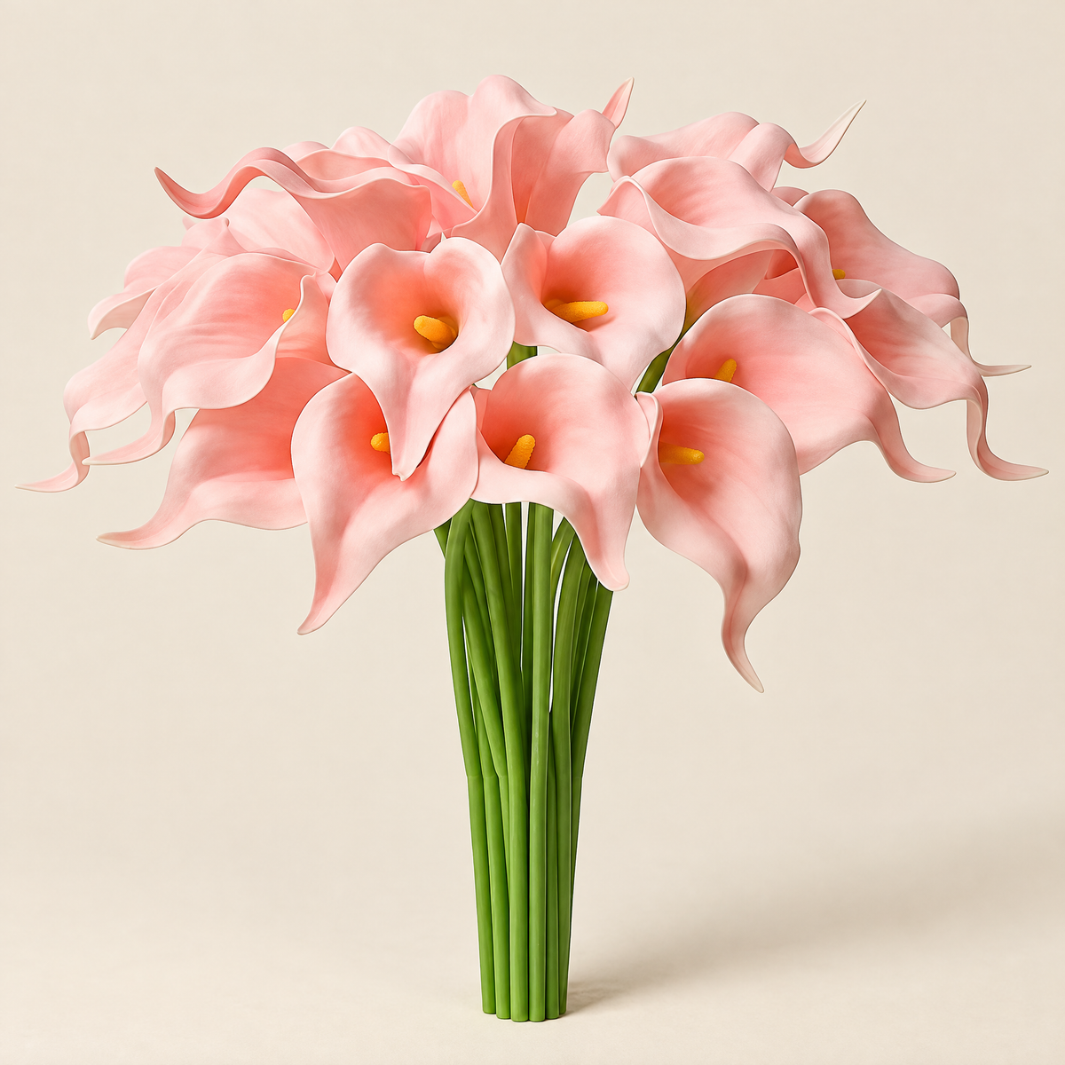 Calla Lily Stems Ľubomíra – Salmon Pink studio view