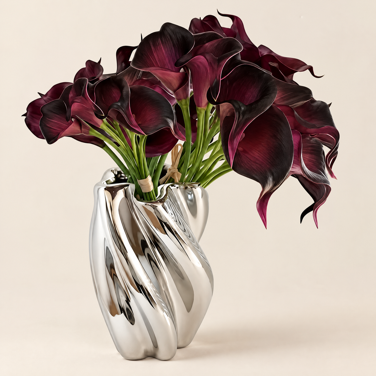 Calla Lily Stems Ľubomíra – Deep Plum studio view