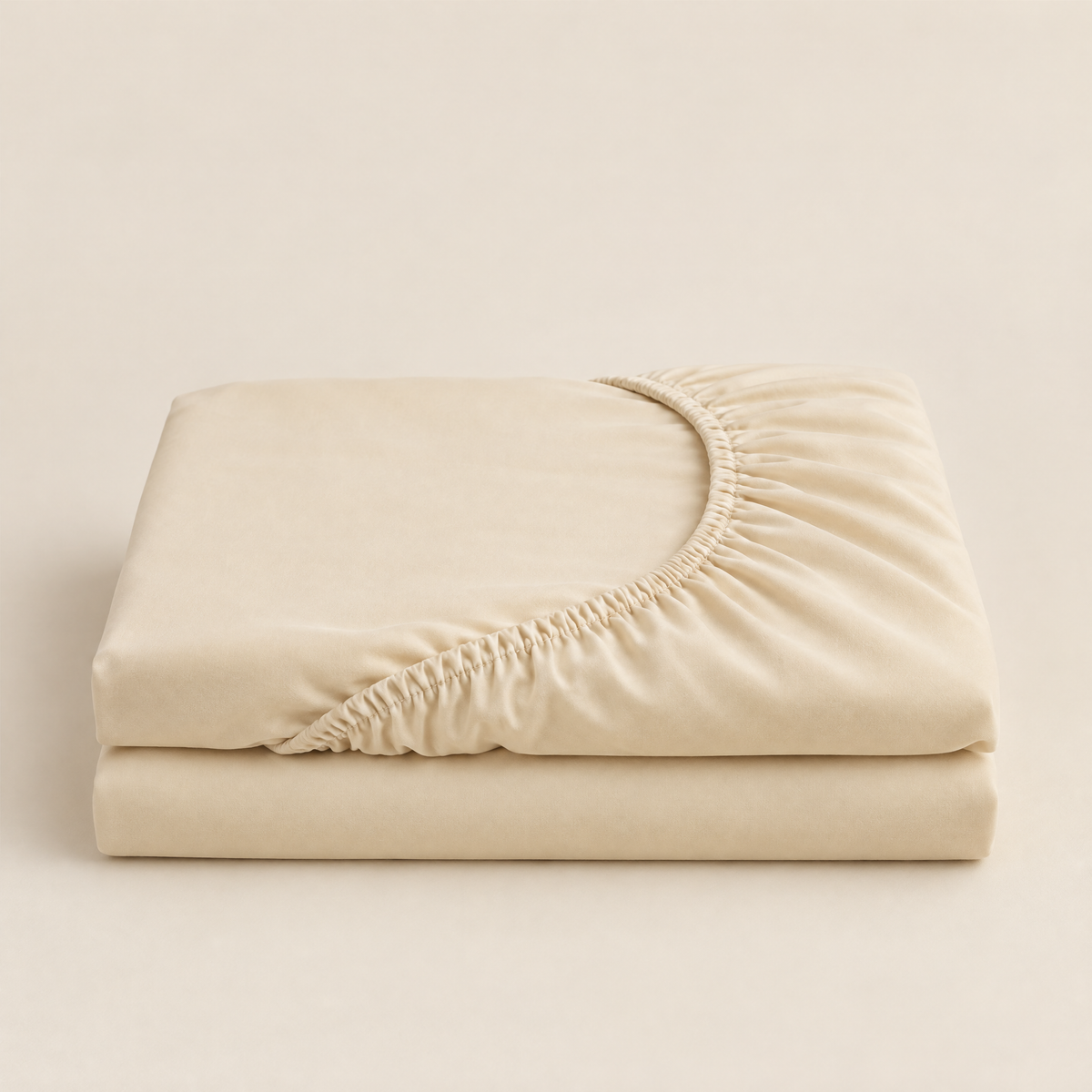 Fitted Sheet Aneta in cream, folded