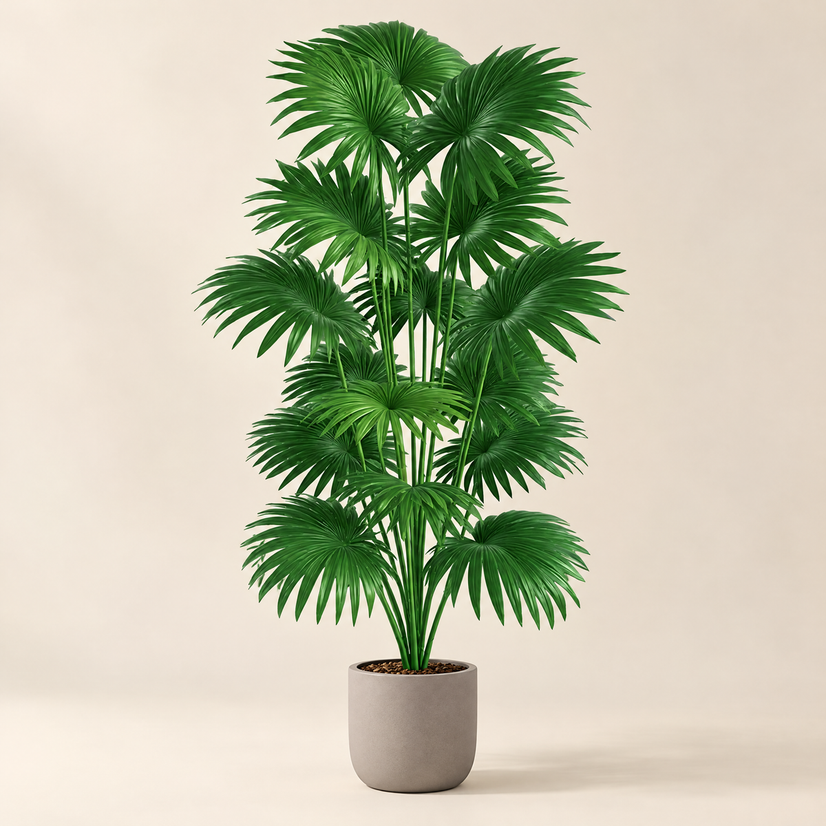 Artificial Palm Lucia, fan-leaf palm, studio view