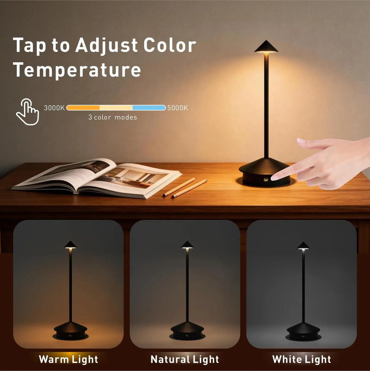 Cordless Lamp Bianka three light colours