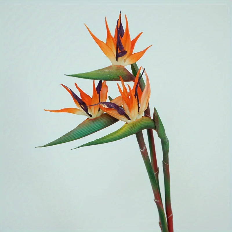 Bird of Paradise Stems Irena, real-touch orange flowers, detail view