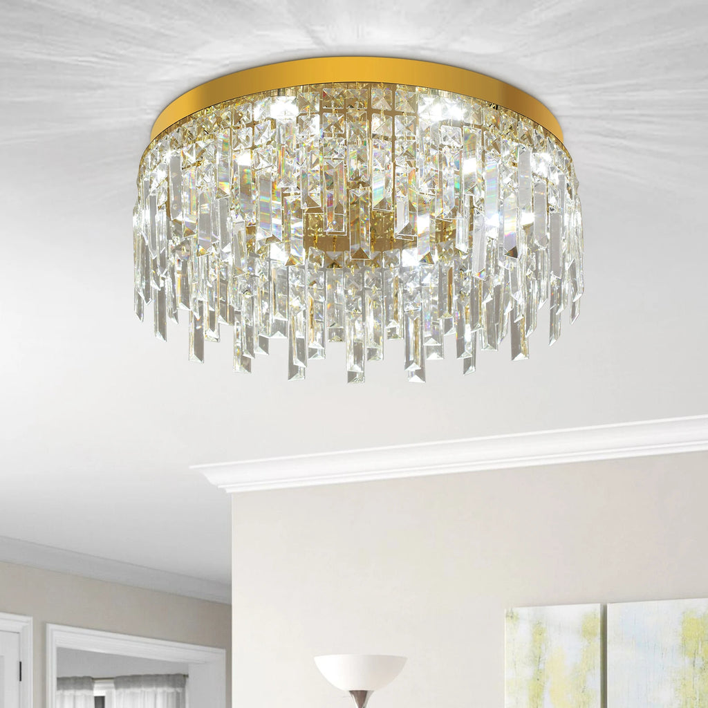 Ceiling Light Bohdan, gold crystal flush-mount light
