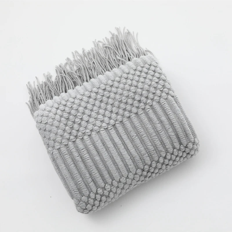 Throw Blanket Eliška in light grey, folded