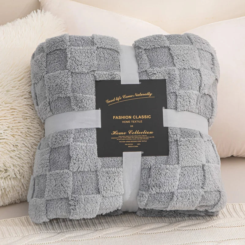 Throw Blanket Sabína in light grey, folded