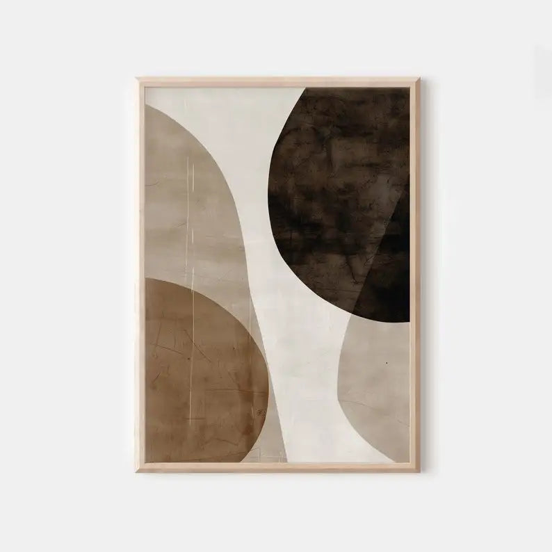Umber Organic abstract canvas print in black, tan and cream
