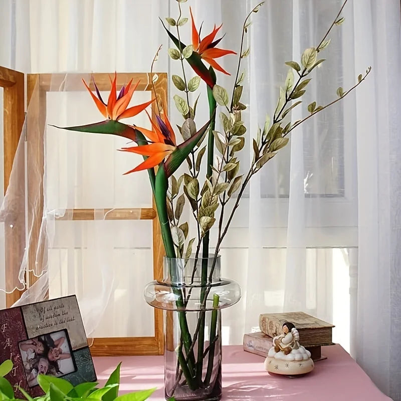 Bird of Paradise Stems Irena, real-touch orange flowers, detail view
