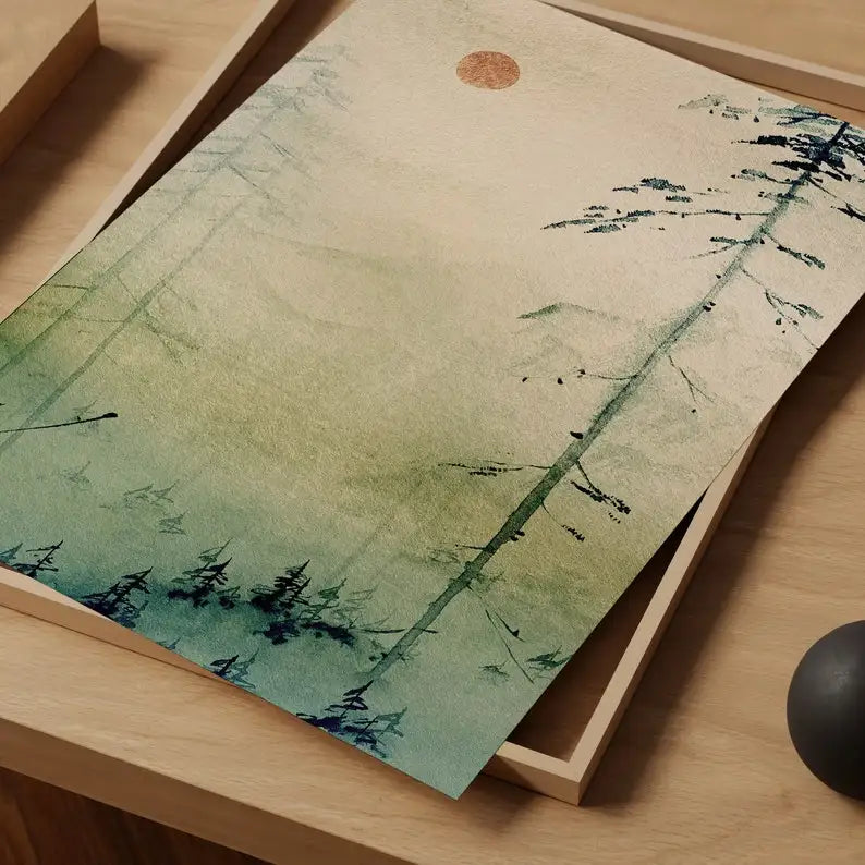 Wall Art Kvetoslava – close-up of the pine and bamboo print