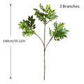 Tall faux leaf branch, 140 cm with 3 branches, size diagram