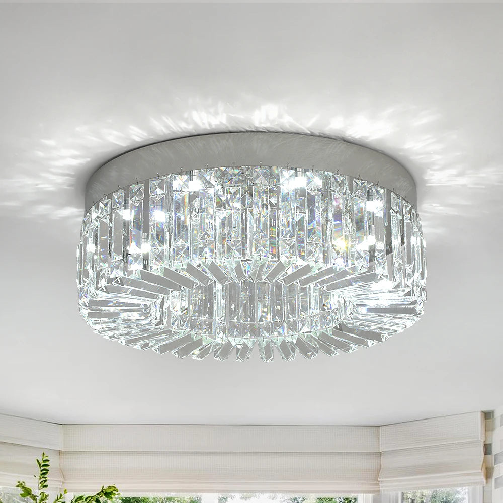 Ceiling Light Laura in silver, lit