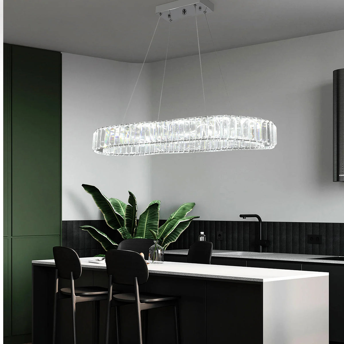 Chandelier Blažej above a kitchen island