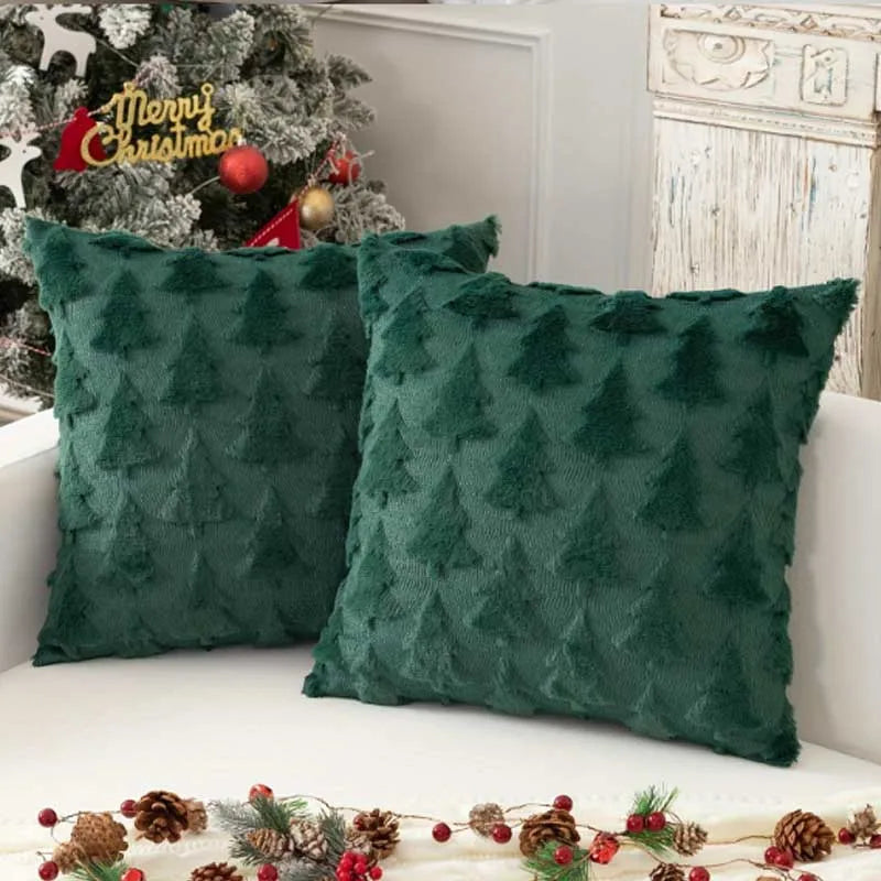 Cushion Cover Natálka in Green, tree jacquard close-up