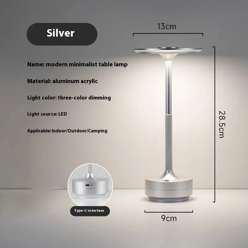 Cordless Lamp Stela in silver with size
