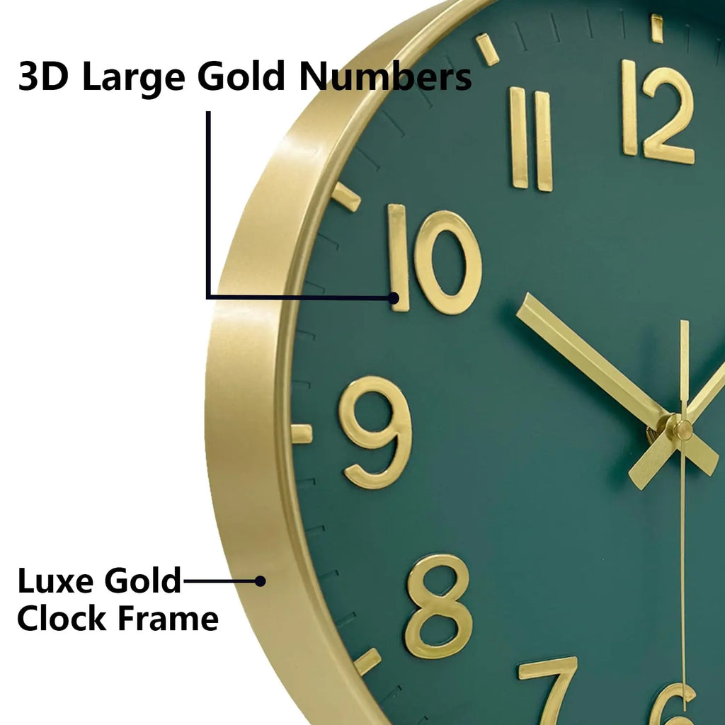 Wall Clock Teodor, silent wall clock raised numbers close-up
