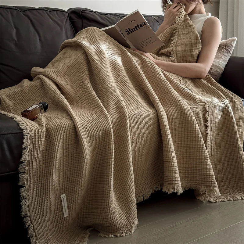 Throw Blanket Alžbeta – Cozy Chunky Knit & Soft Tassels
