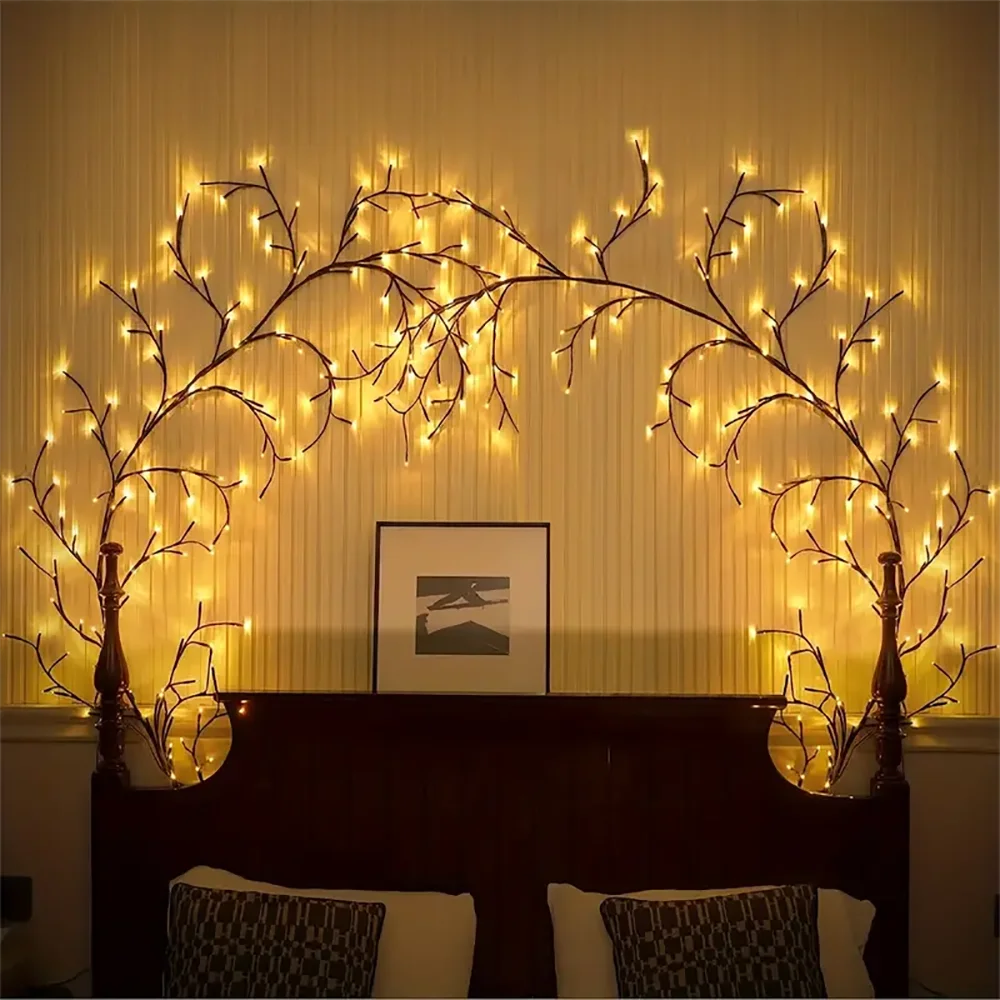 Vine Lights Svetlana – vine lights framing a bed
