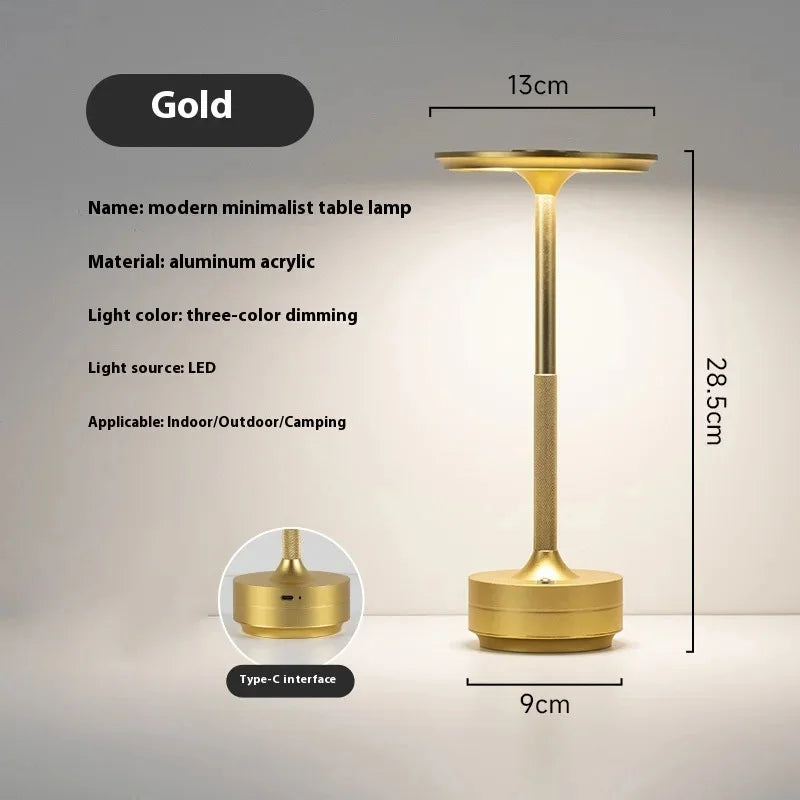 Cordless Lamp Stela in gold with size