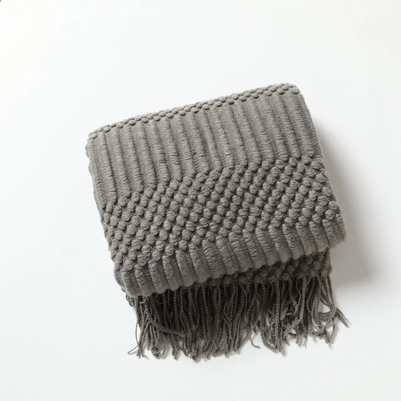 Throw Blanket Eliška in dark grey, folded