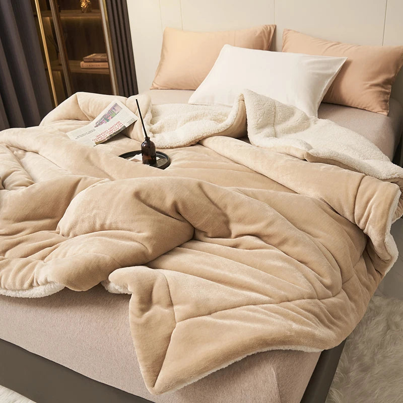 Throw blanket Kristina in light camel