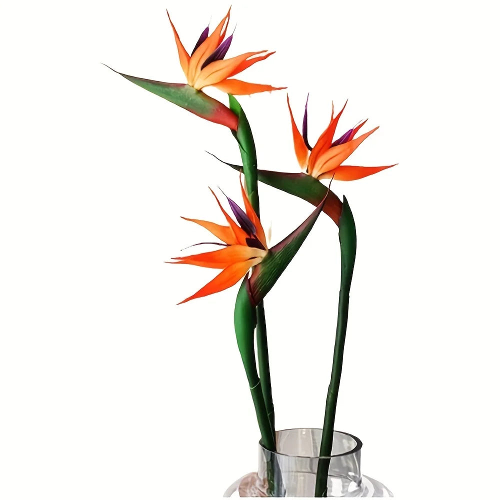 Bird of Paradise Stems Irena, real-touch orange flowers, detail view