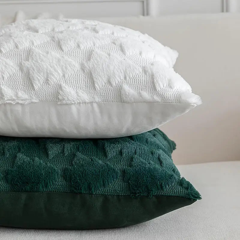 Cushion Cover Natálka in White, tree jacquard close-up