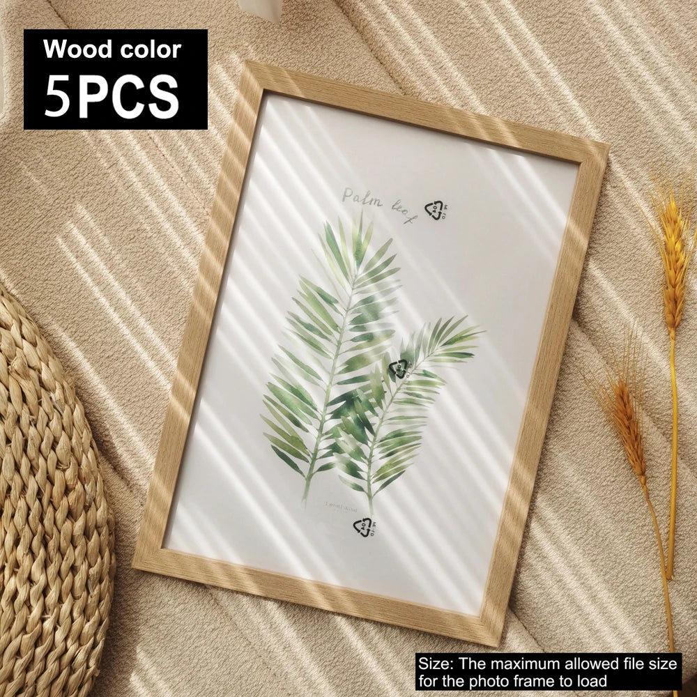 Photo Frames Lea, set of 5 wooden frames with a botanical print