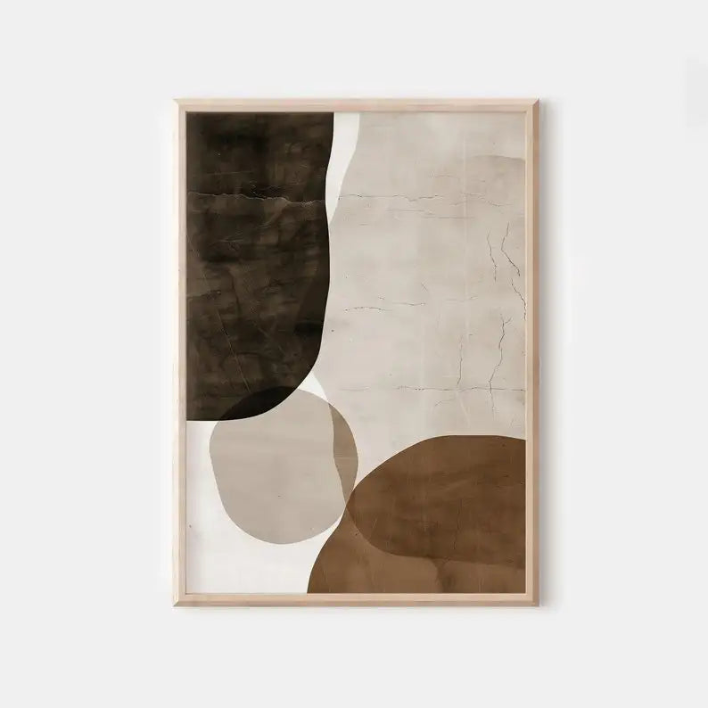 Umber Organic abstract canvas print with a brown organic shape