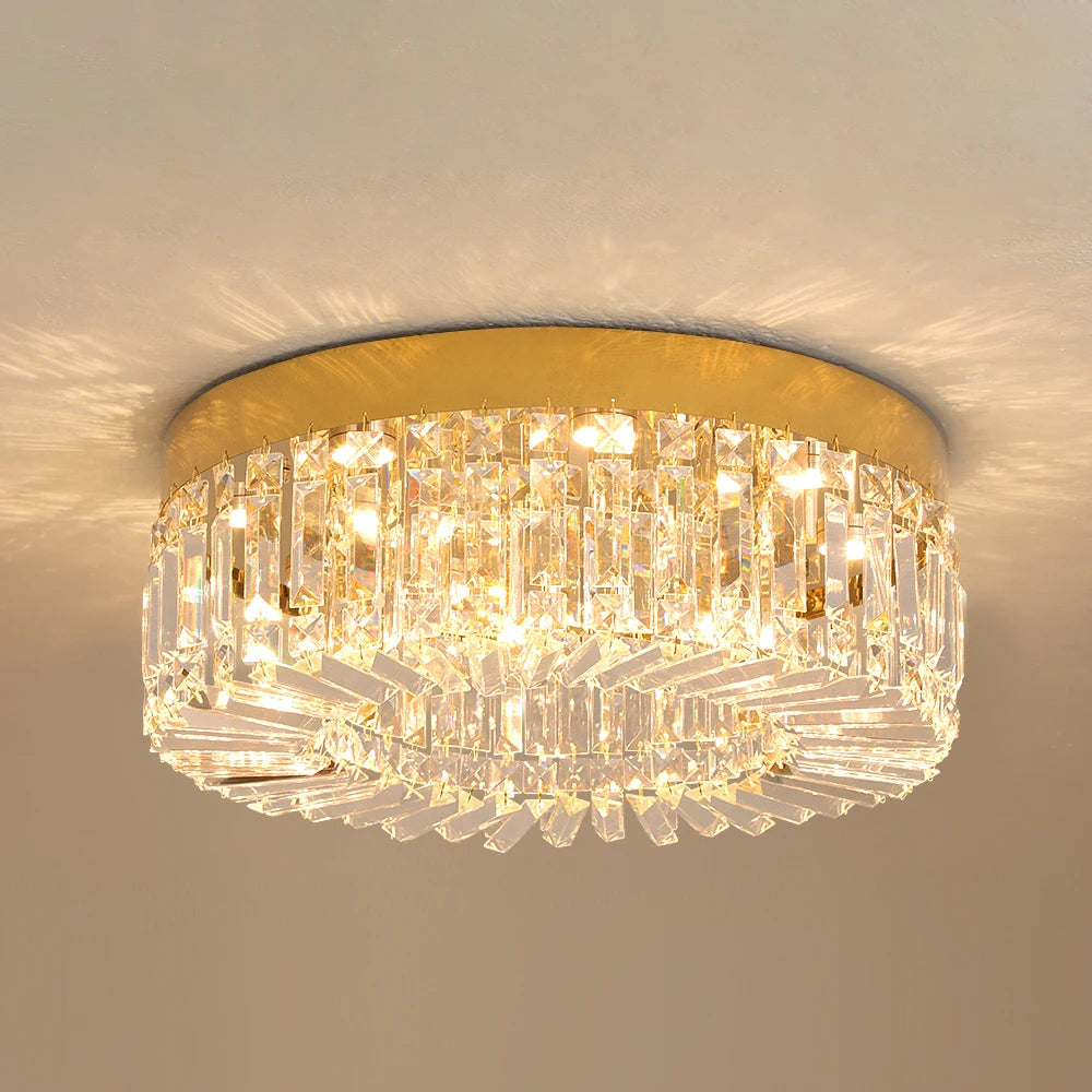 Ceiling Light Laura in gold, lit