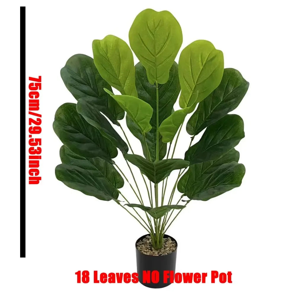 Faux fiddle-leaf fig, 75 cm with 18 leaves, size diagram