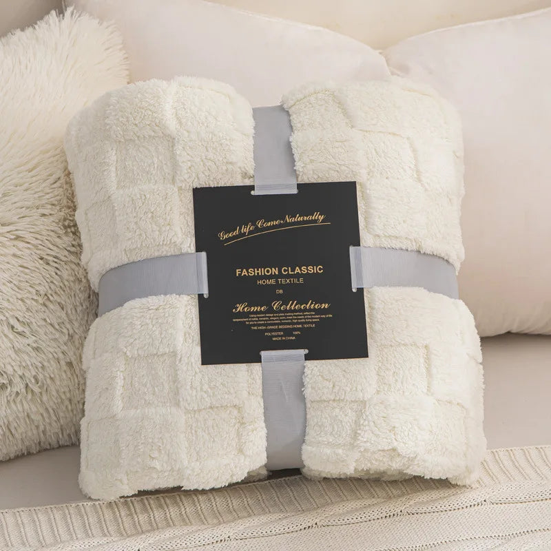 Throw Blanket Sabína in cream, folded