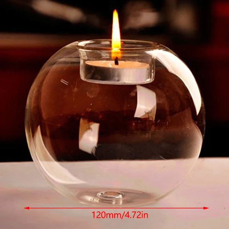 Clear glass tealight holder, 12 cm diameter