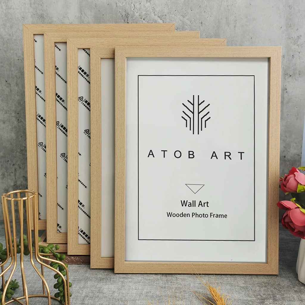 Photo Frames Lea, set of 5 wooden frames in natural wood