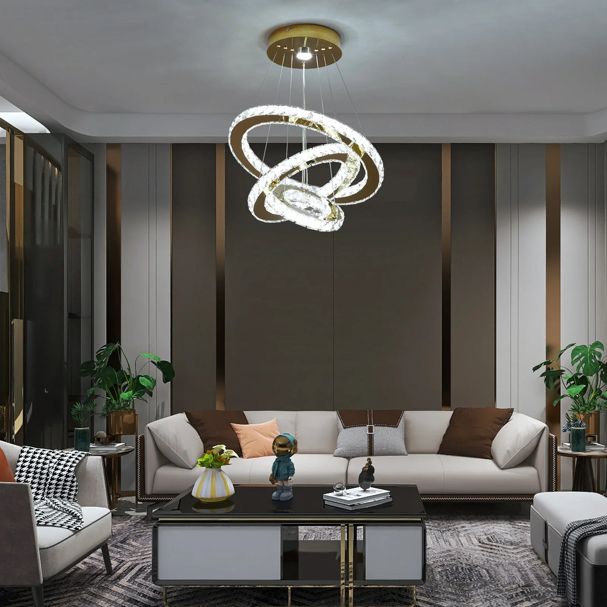 Chandelier Soňa in a modern living room