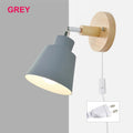 Wall Lamp Samuel with wooden mount in grey
