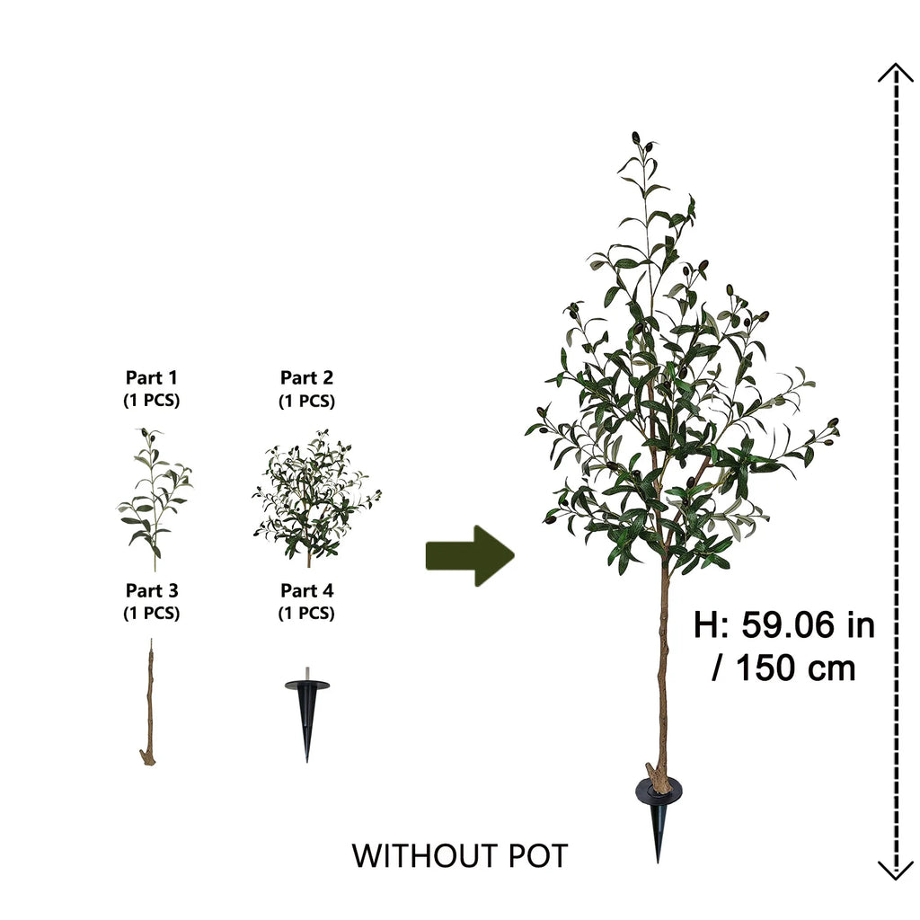 Olive Tree Olívia, faux olive tree 150 cm size guide