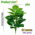 Faux tropical plant, 100 cm tall with 18 leaves, size diagram