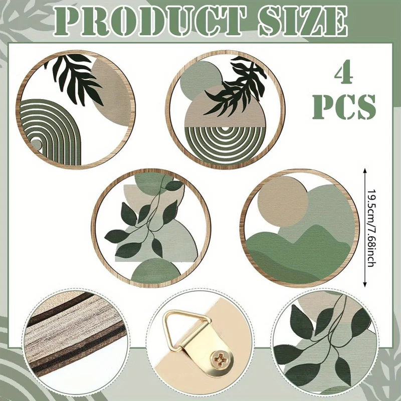 Size guide for four round wall pieces, about 19.5 cm each, with hanging hook