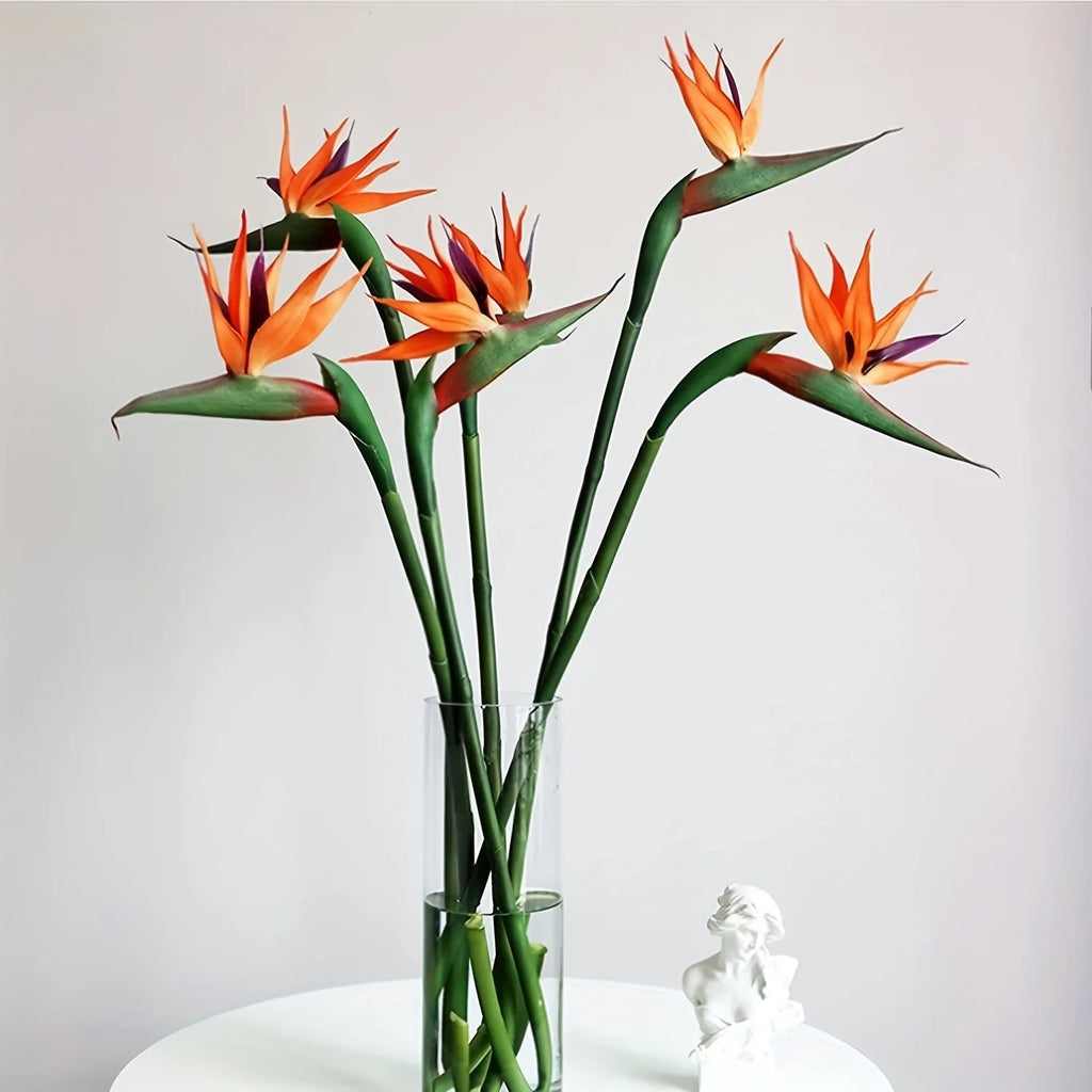 Bird of Paradise Stems Irena, real-touch orange flowers, detail view